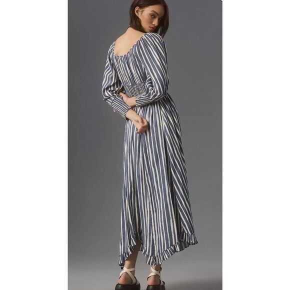 Anthropologie Long-Sleeve Sweetheart Midi Dress Size M - Picture 2 of 13